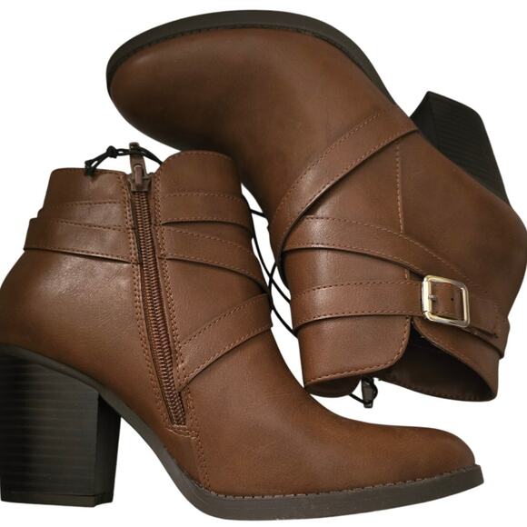 Style & Co Zetaa Heeled Mini Bootie in Cognac Brown New Size 7.5 - Picture 2 of 4